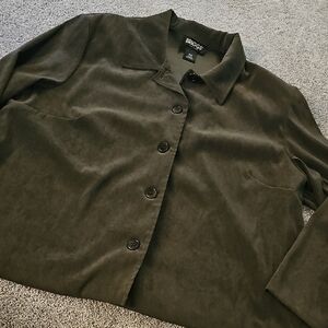 C2❤️🔹️Briggs New York Women's Olive Button-Up Blazer
